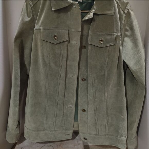 Charter Club Sage Green Suede Jacket Size 1X - Picture 1 of 7